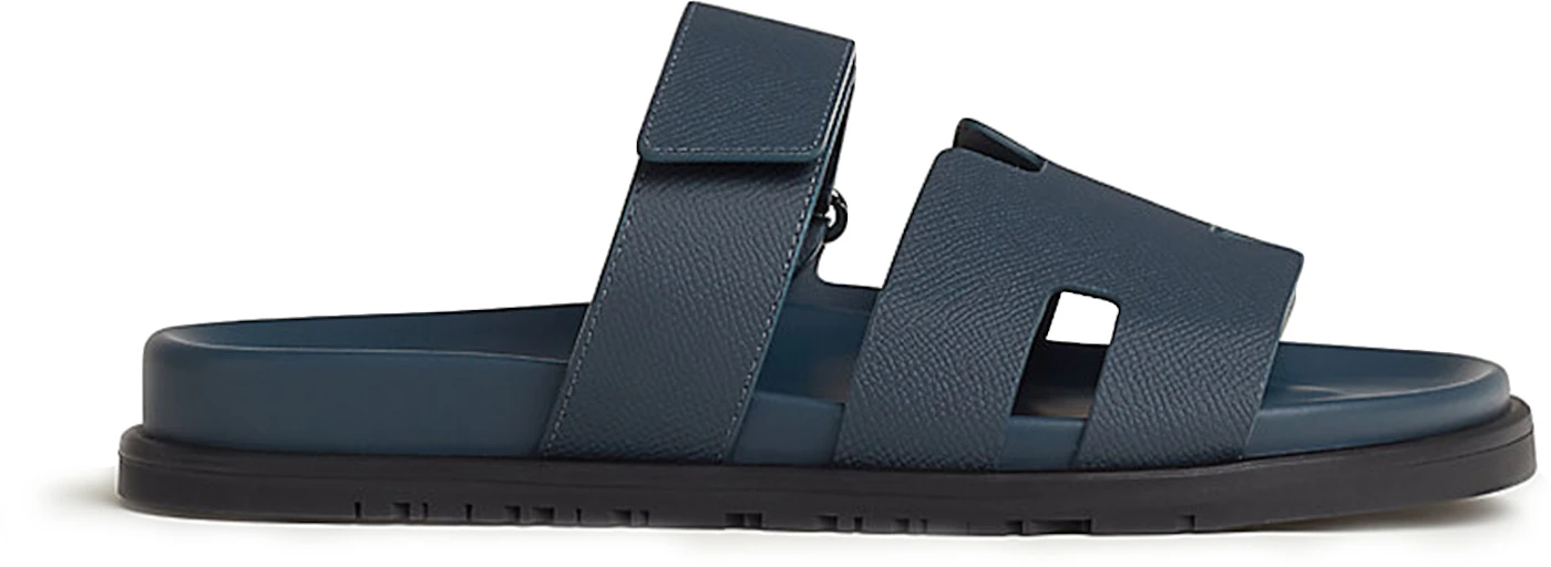 Chypre leather sandals Hermès Blue size 37 EU in Leather - 33402208