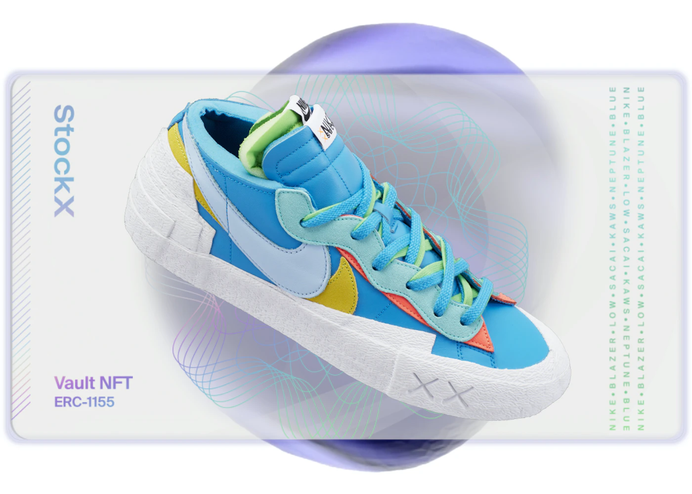StockX Vault NFT KAWS Sacai Nike Blazer Low Blue - US M 10 Vaulted Goods