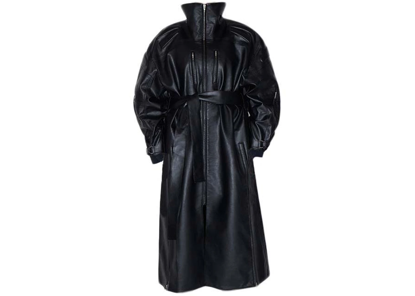 khy by Kylie Jenner Faux Leather Trench Black FW23 US