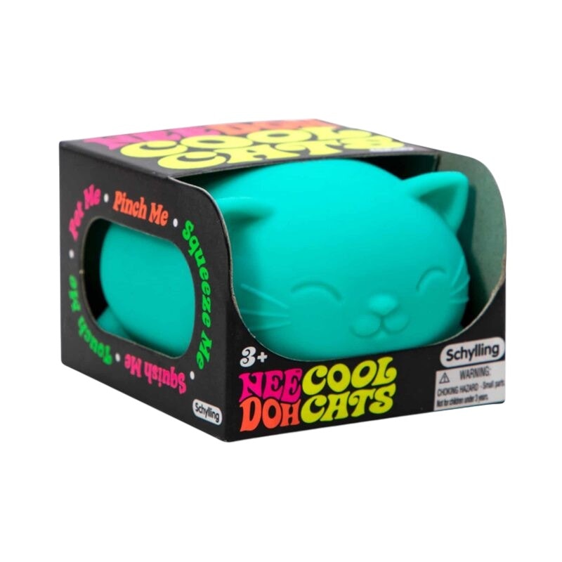 NeeDoh Super Cool Cat Squishy Fidget Toy Teal