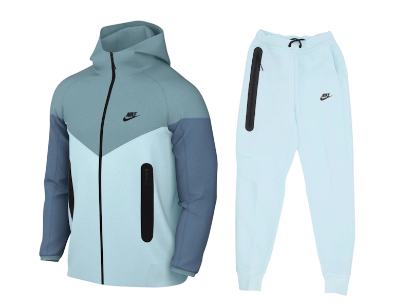 Nike Sportswear Tech Fleece Full Zip Hoodie & Joggers Set Glacier