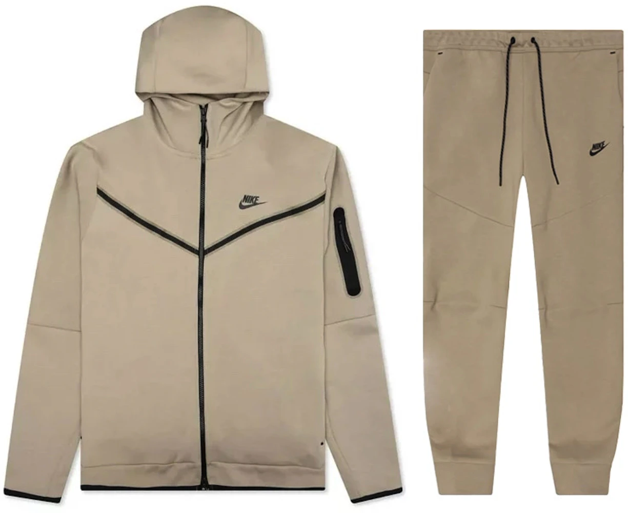 Nike Sportswear Tech Fleece Hoodie & Joggers Set Khaki/Black Men's ...