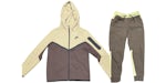 Nike Sportswear Tech Fleece - Set felpa con cappuccio e pantaloni da jogging per bambini, con zip intera, colore: verde oliva