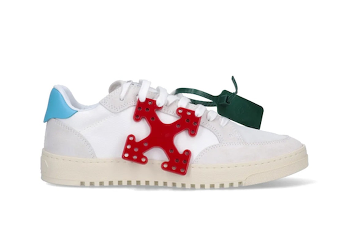 Pre-owned Off-white Vulcanized 5.0 Low Top Arrows Hang Tag White Red Blue In White/red/blue