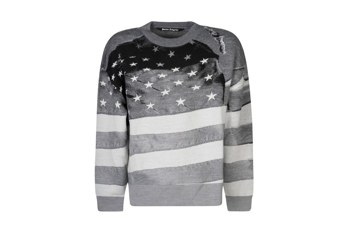 Pre-owned Palm Angels Stars And Stripes Sweatshirt Grey/white/black