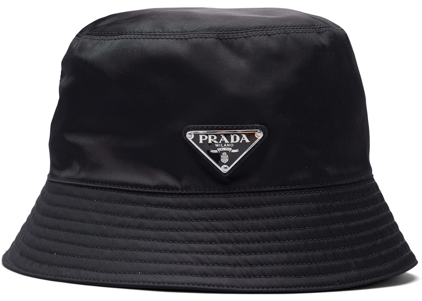 Prada Nylon Bucket Hat Black In Nylon With Silver Tone Us Prada Nylon Bucket Hat Black In Nylon With Silver Tone Us