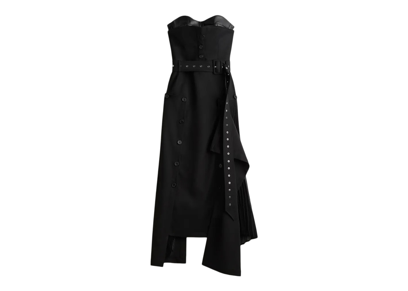 Rokh H&M Bandeau Dress With Leather Bra Black