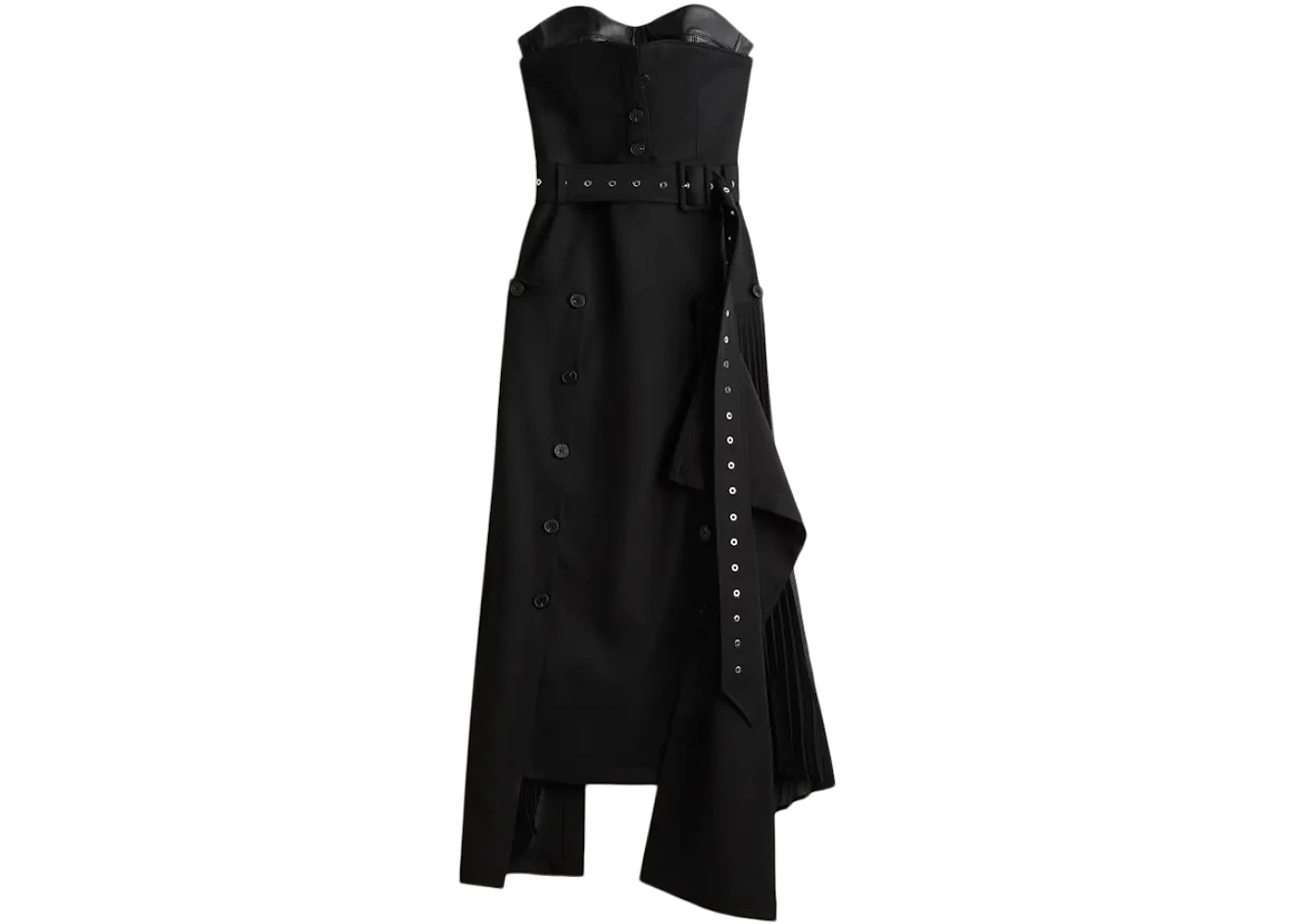 Rokh H&M Bandeau Dress With Leather Bra Black - SS24 - US Rokh H&M Bandeau Dress With Leather Bra Black - SS24 - US
