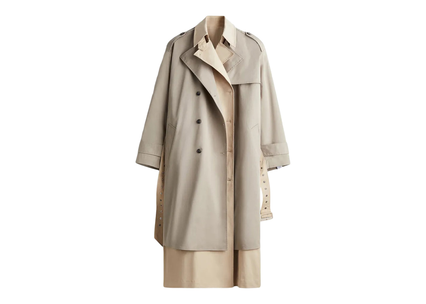 Rokh H&M Two-Piece Twill Trench Coat Beige/Greige