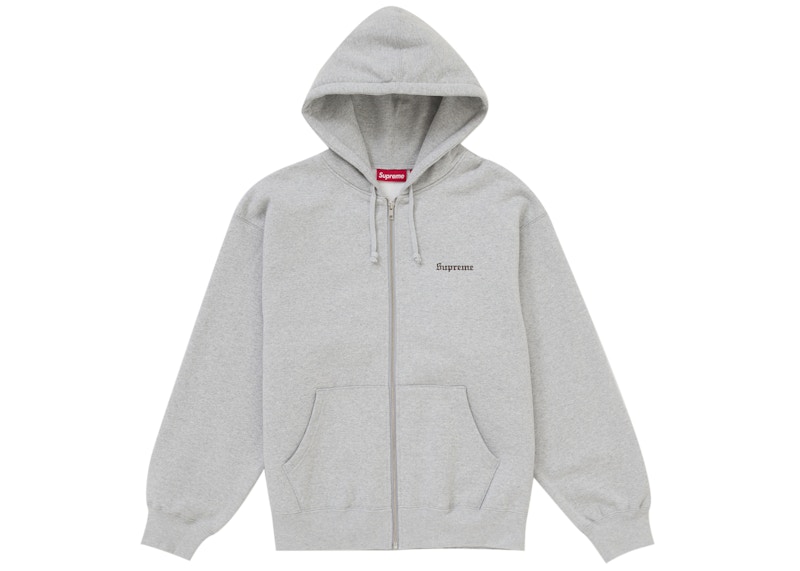 Supreme Crest Zip Up Hooded Sweatshirt Heather Grey Men's