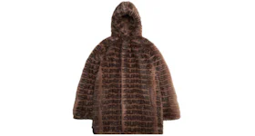 Supreme Faux Fur Hooded Coat Brown