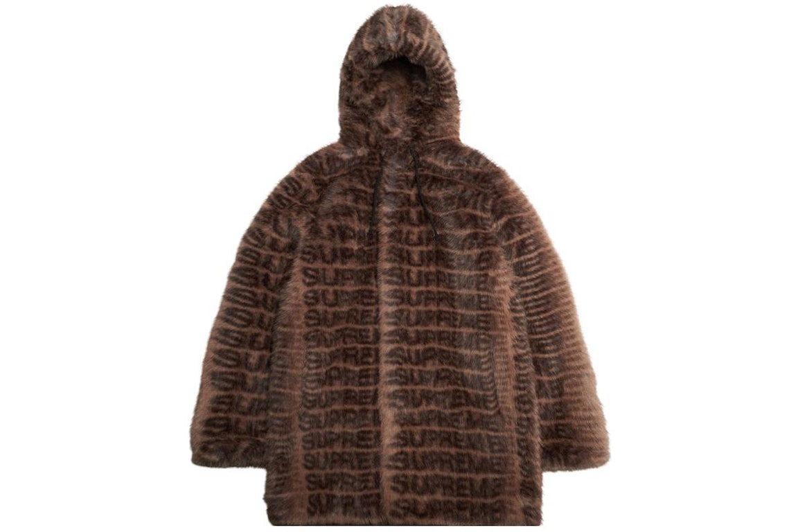 Pre-owned Supreme Faux Fur Hooded Coat Brown