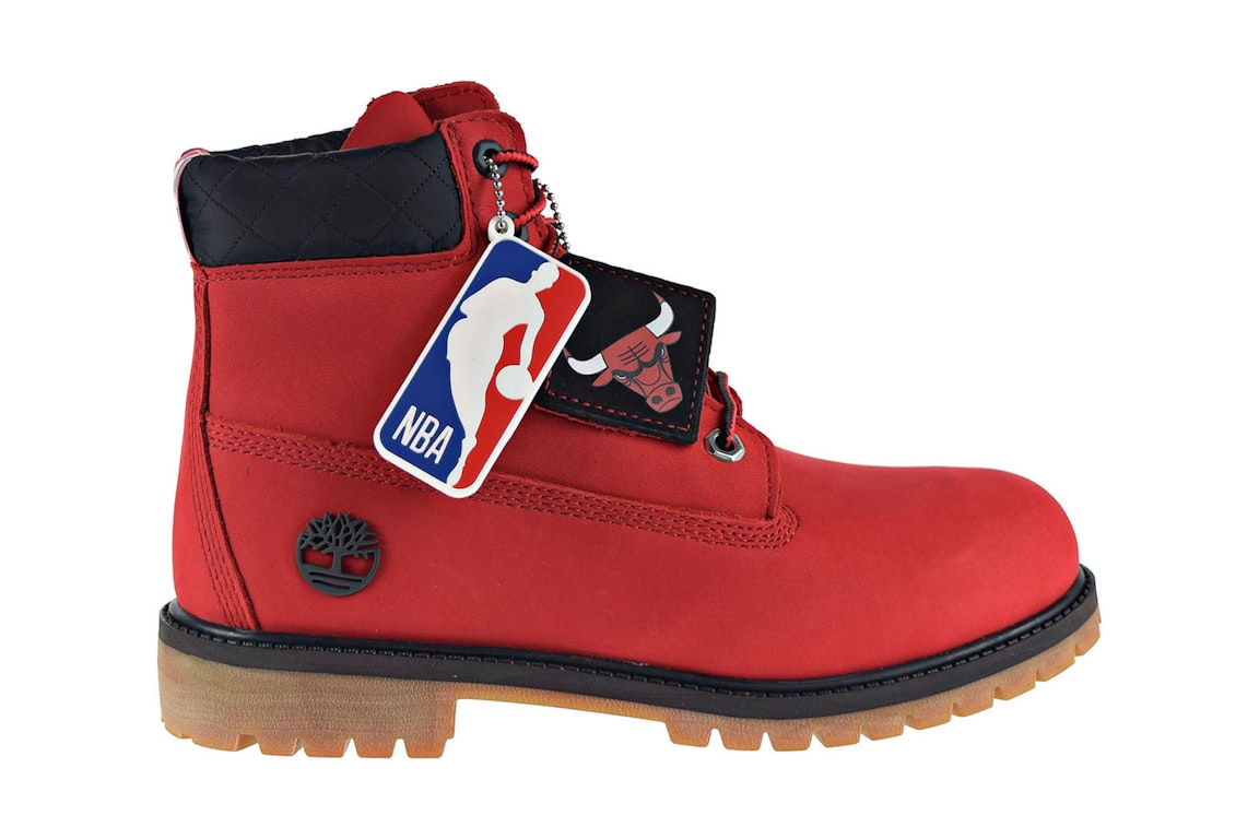 Pre-owned Timberland 6" Premium Boot Chicago Bulls (ps) In Red/black