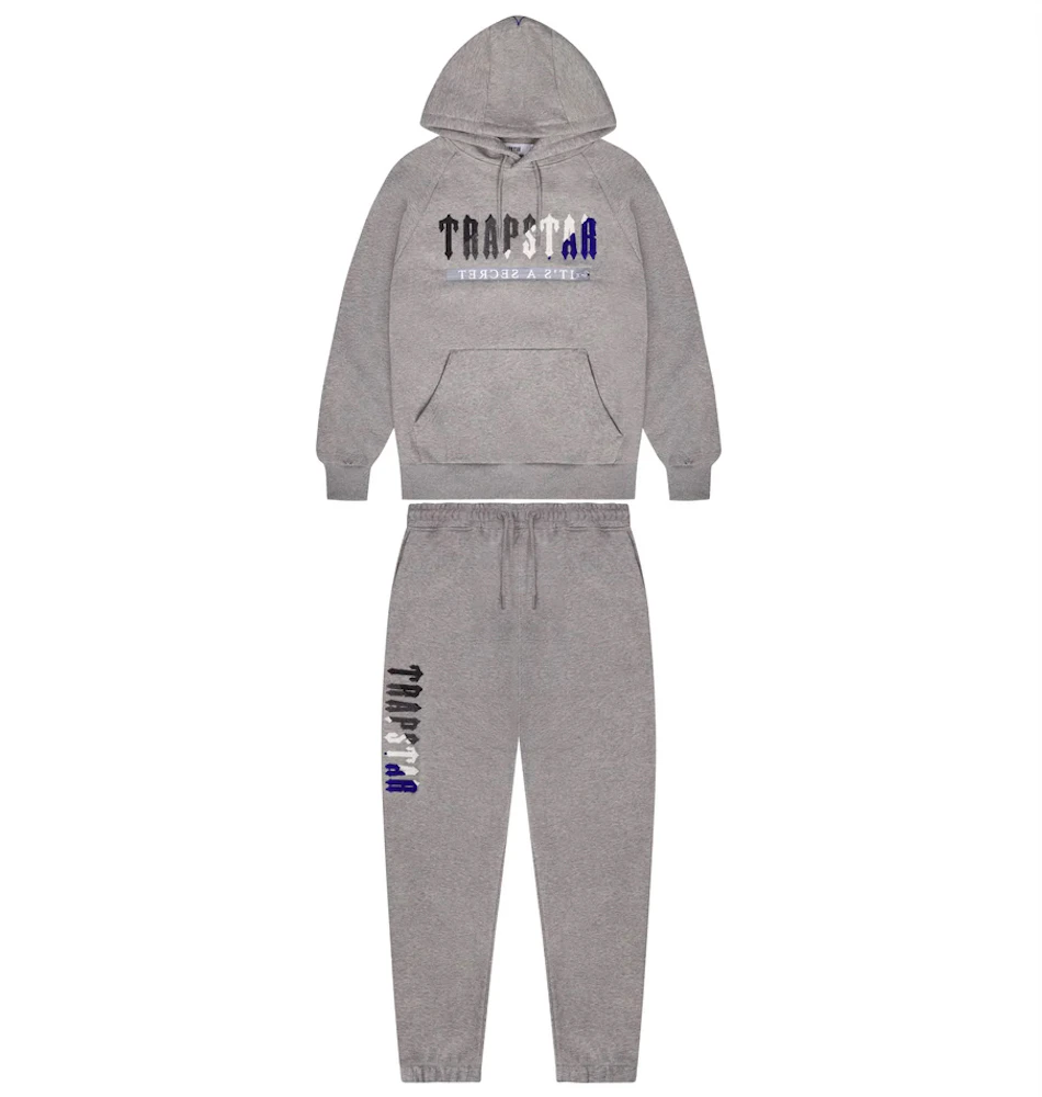 Trapstar Chenille Decoded 2.0 Hoodie Tracksuit Grey/Blue Men's - FW22 - US