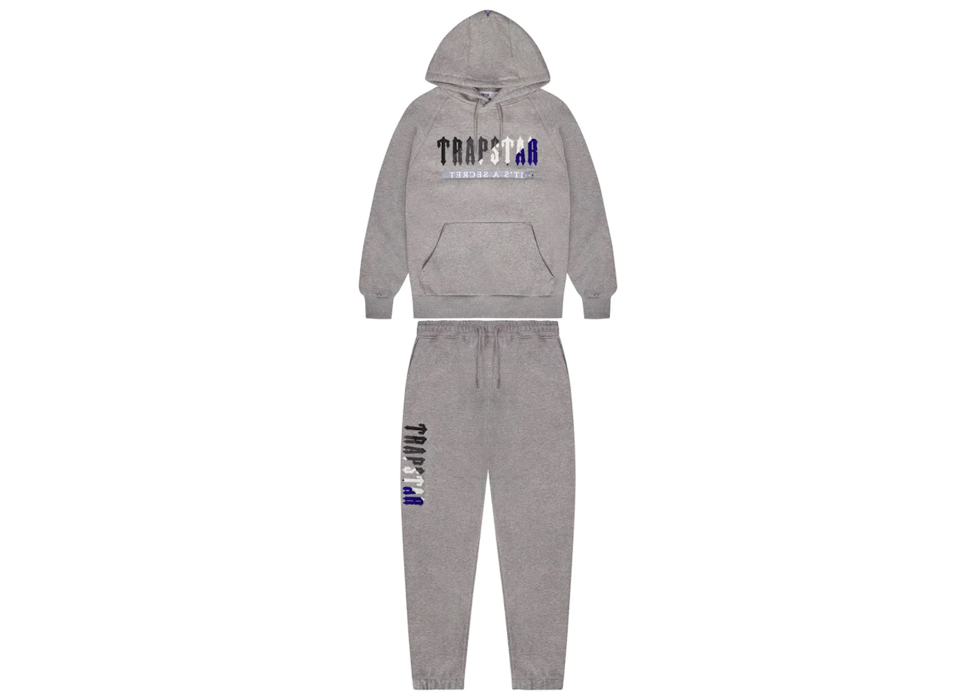 Trapstar Chenille Decoded Hoodie Tracksuit Grey/Blue Men's
