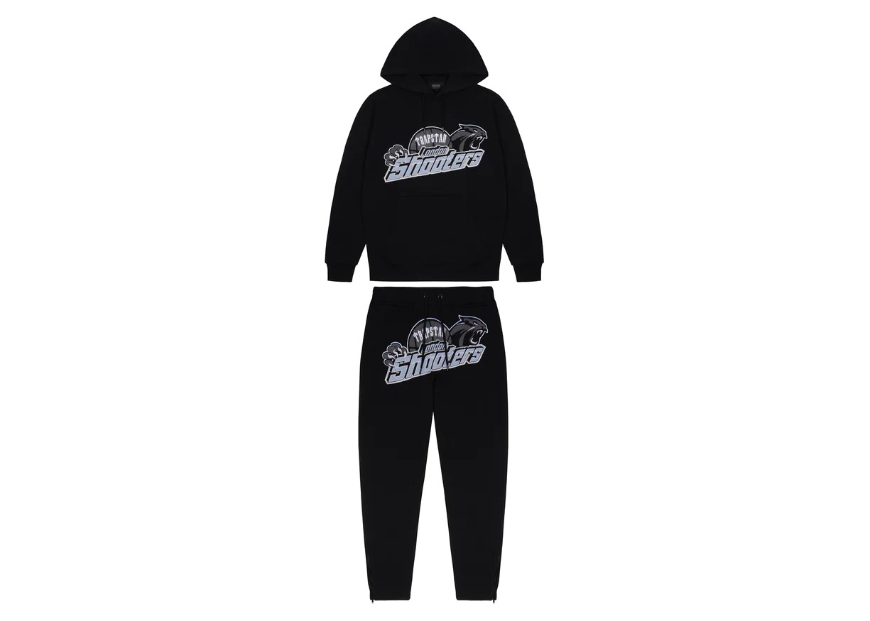 Trapstar Shooters Hoodie Tracksuit Black Monochrome Edition メンズ 
