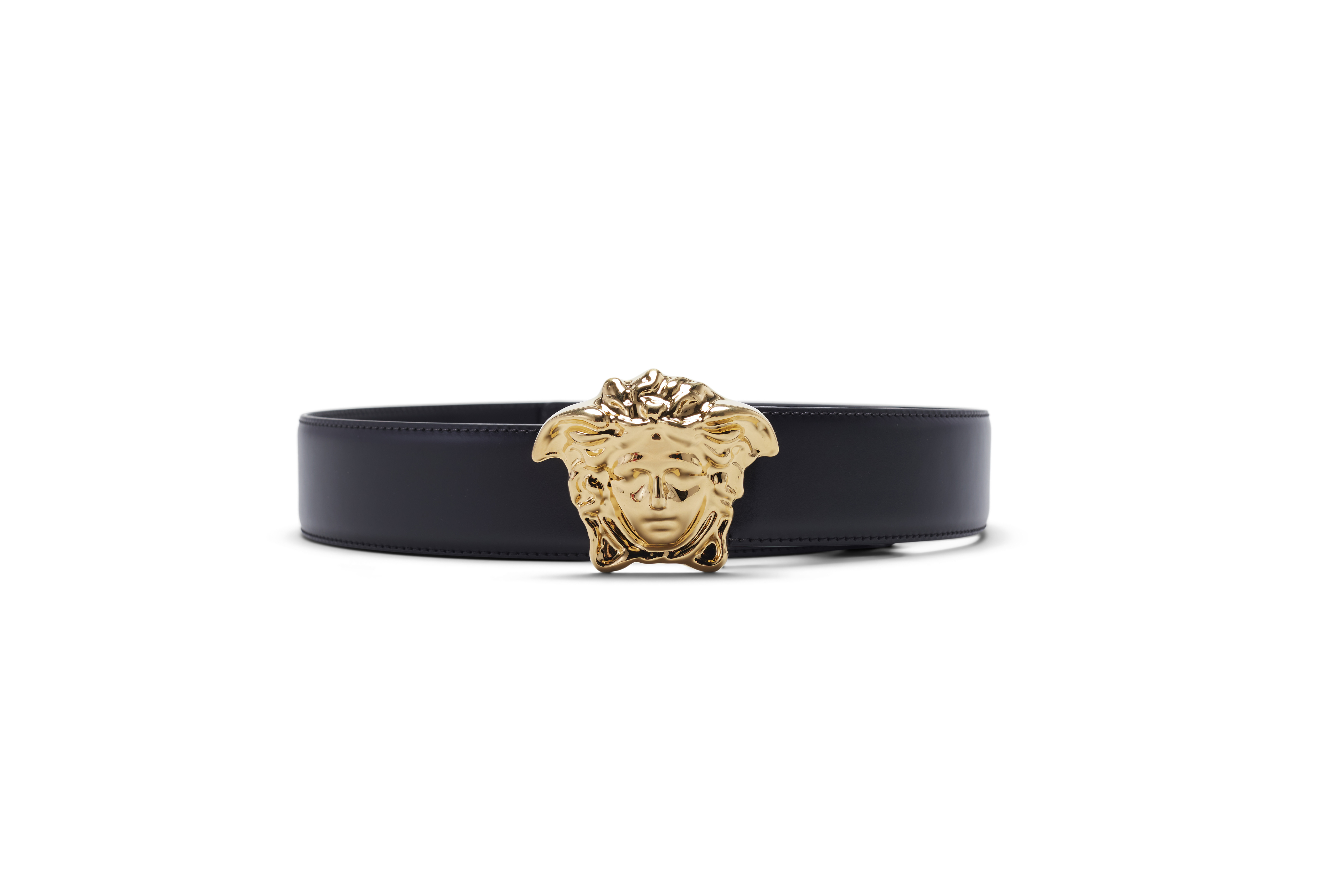Versace Palazzo Belt with Medusa Buckle Gold-tone Black