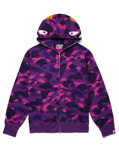 BAPE Color Camo Shark Full Zip Hoodie Purple Men's US
