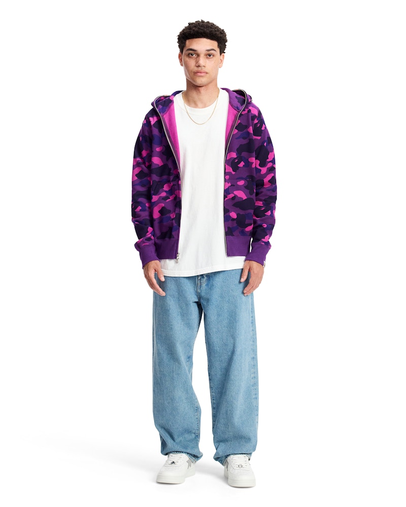 Bape color camo shark full zip hoodie purple hotsell