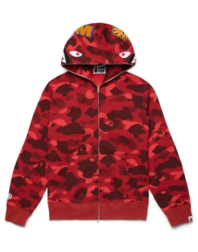 BAPE Color Camo Shark Full Zip Hoodie Red Men's US