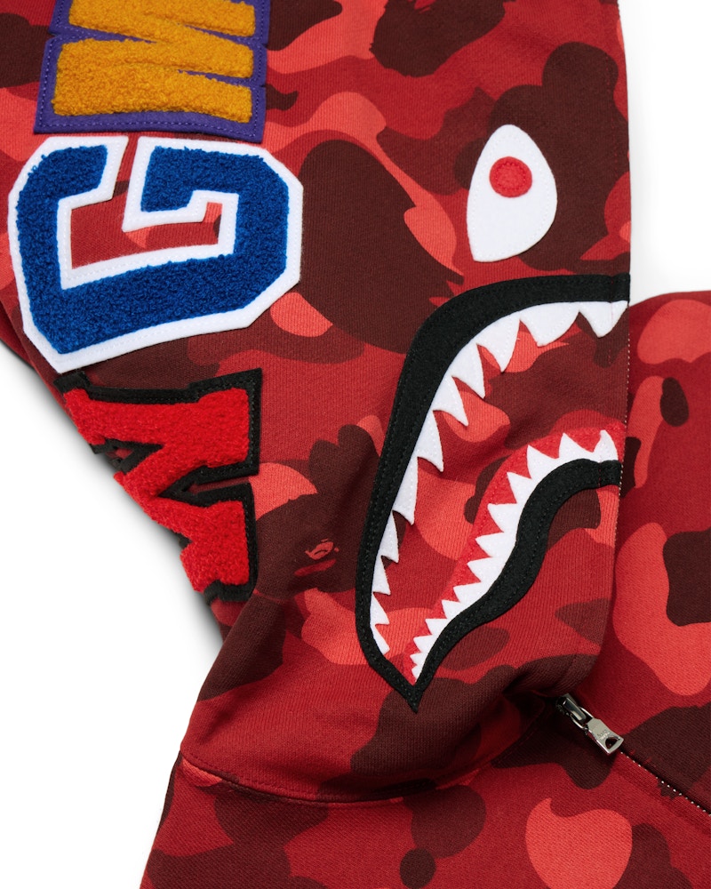 BAPE Color Camo Shark Full Zip Hoodie Red Men's - US