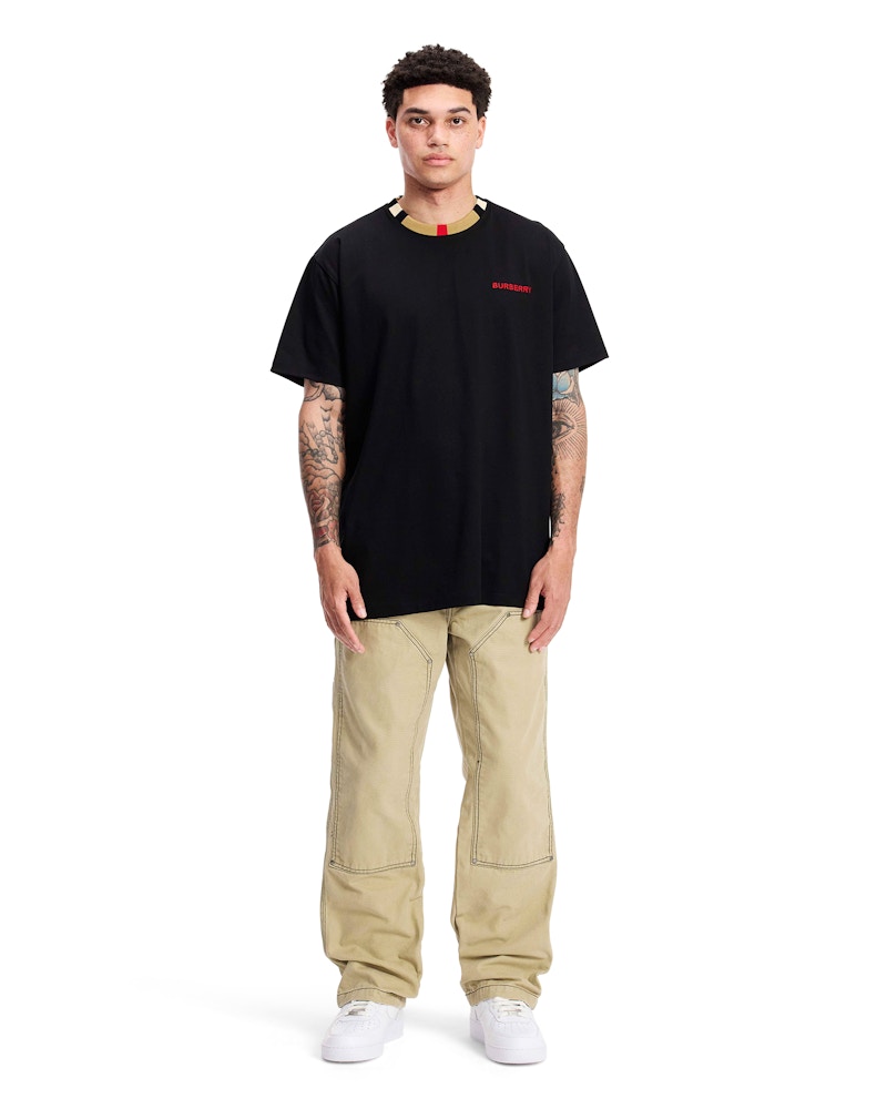 バーバリー アイコンストライプ トリム コットン Tシャツ