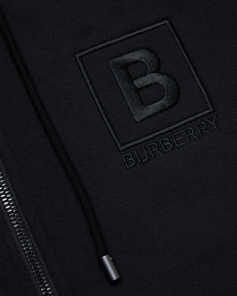 Burberry Letter Graphic Cotton Blend Zip Hoodie Black Men's