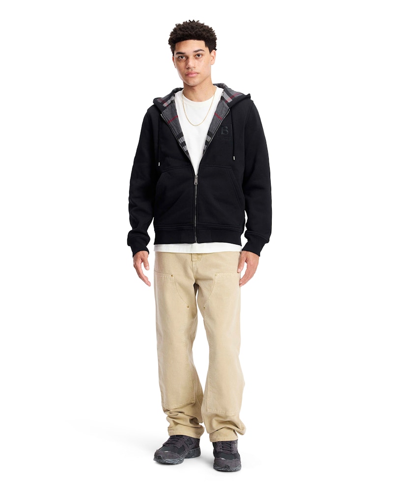 Burberry Letter Graphic Cotton Blend Zip Hoodie Black Men's
