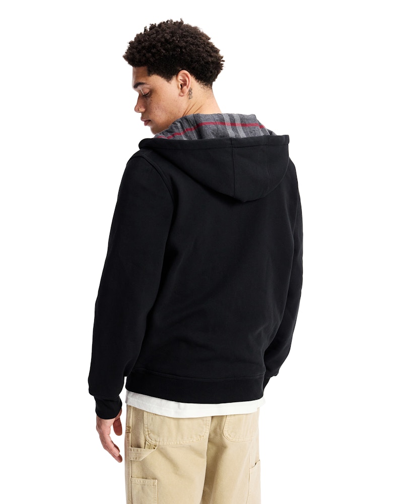Burberry Letter Graphic Cotton Blend Zip Hoodie Black Men's