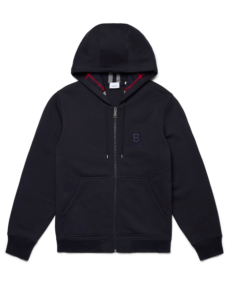 Burberry Letter Graphic Cotton Blend Zip Hoodie Navy Men's - SS23 - US