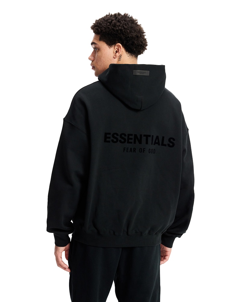 Fear of God Essentials Pullover Chest Logo Hoodie Stretch Limo Black Men s FW22 US