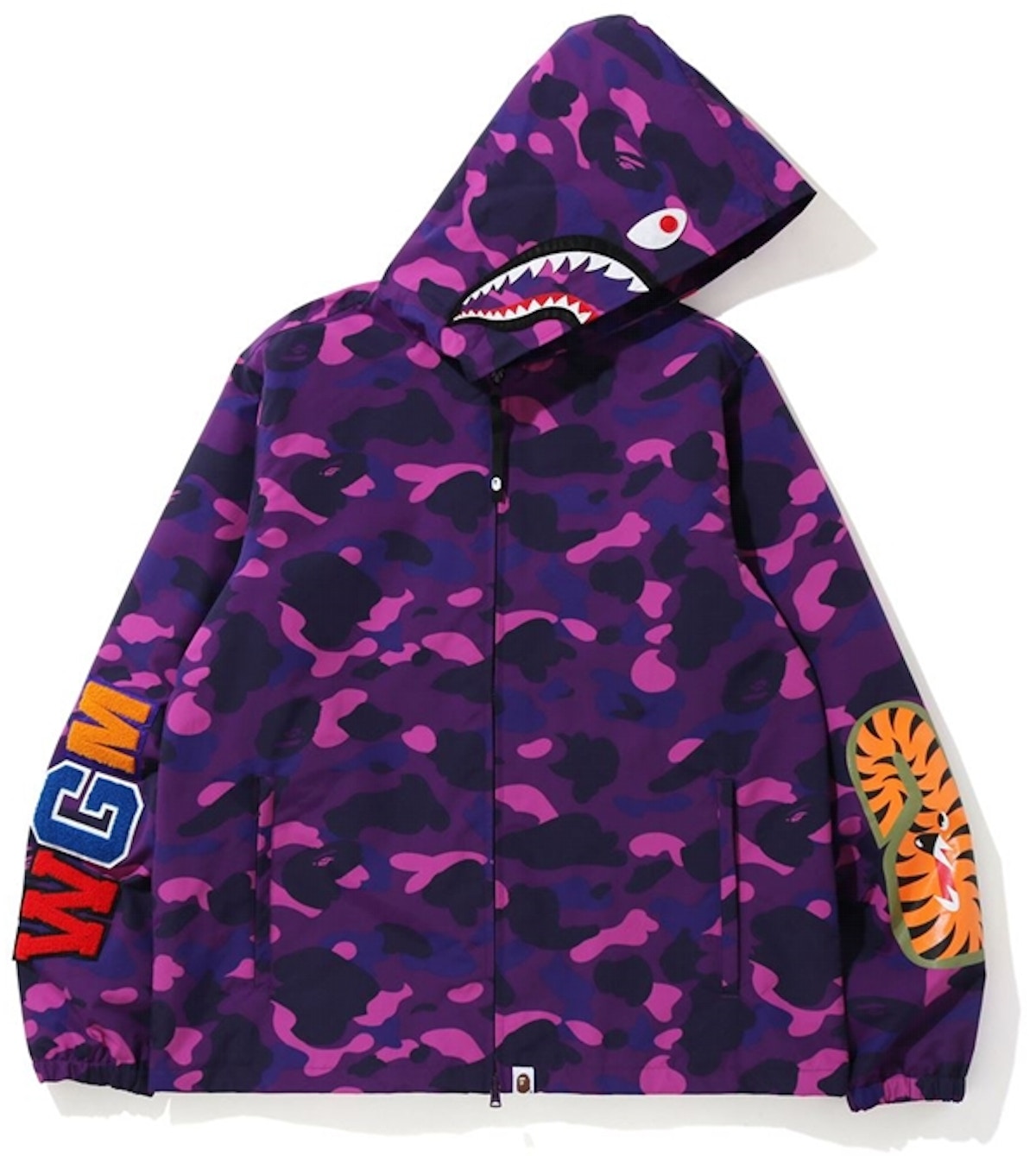 BAPE Color Camo WGM Shark Hoodie Jacket Purple - SS20