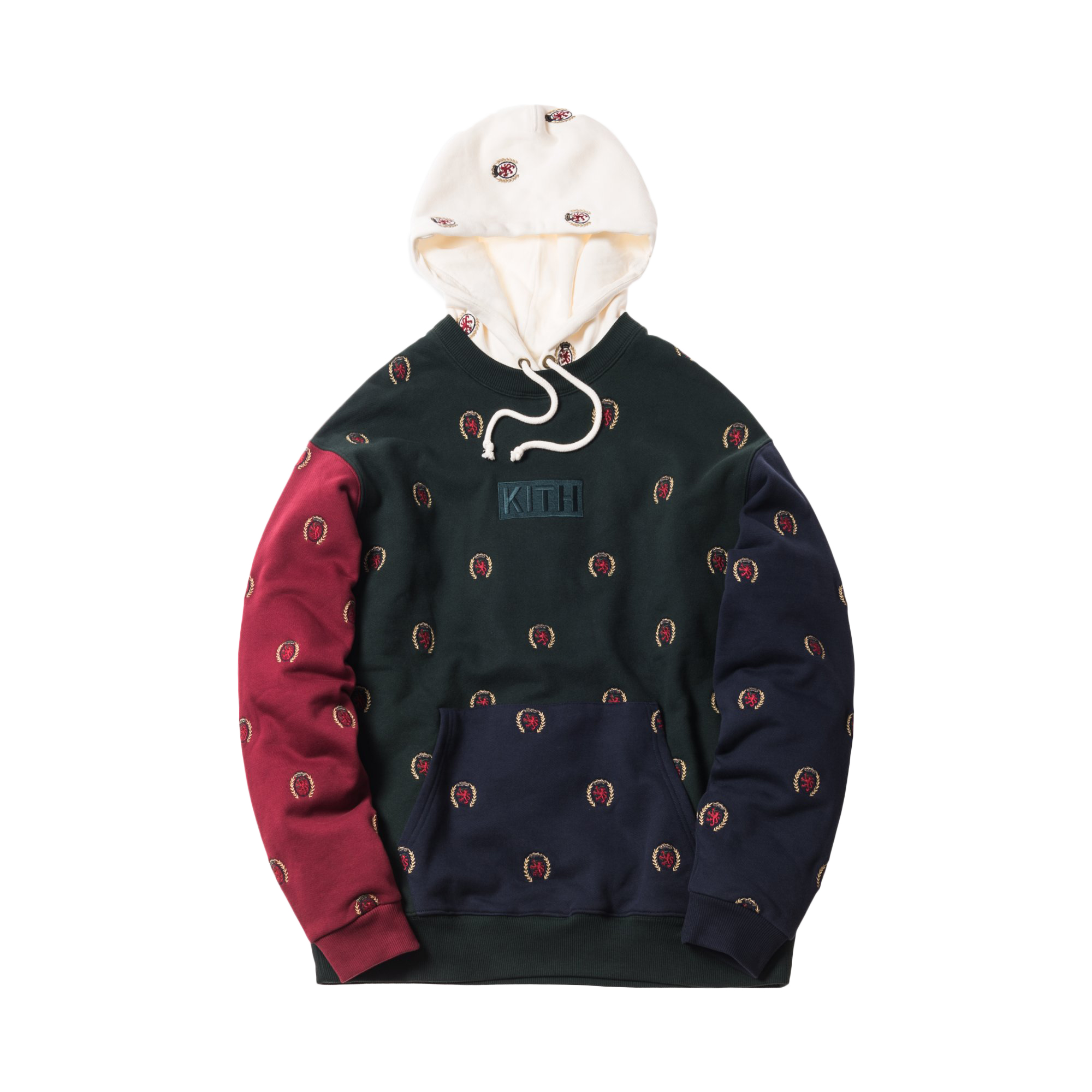 kith x tommy hilfiger full embroidered crest hoodie multi