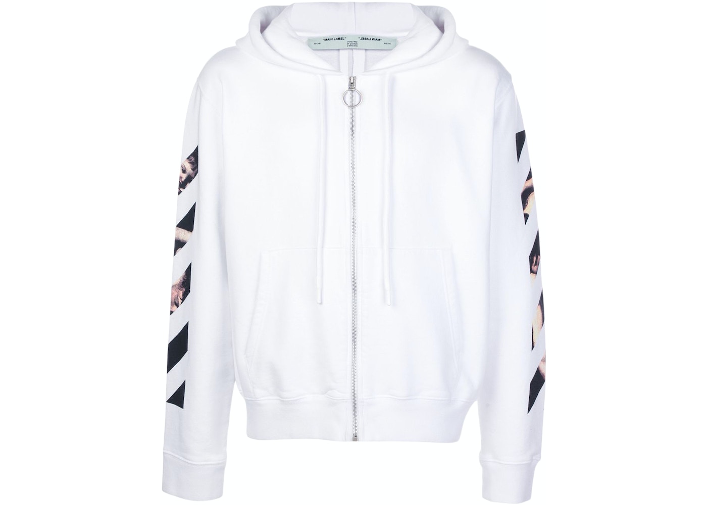 OFF-WHITE Caravaggio Arrows Zip Up Hoodie White - SS20