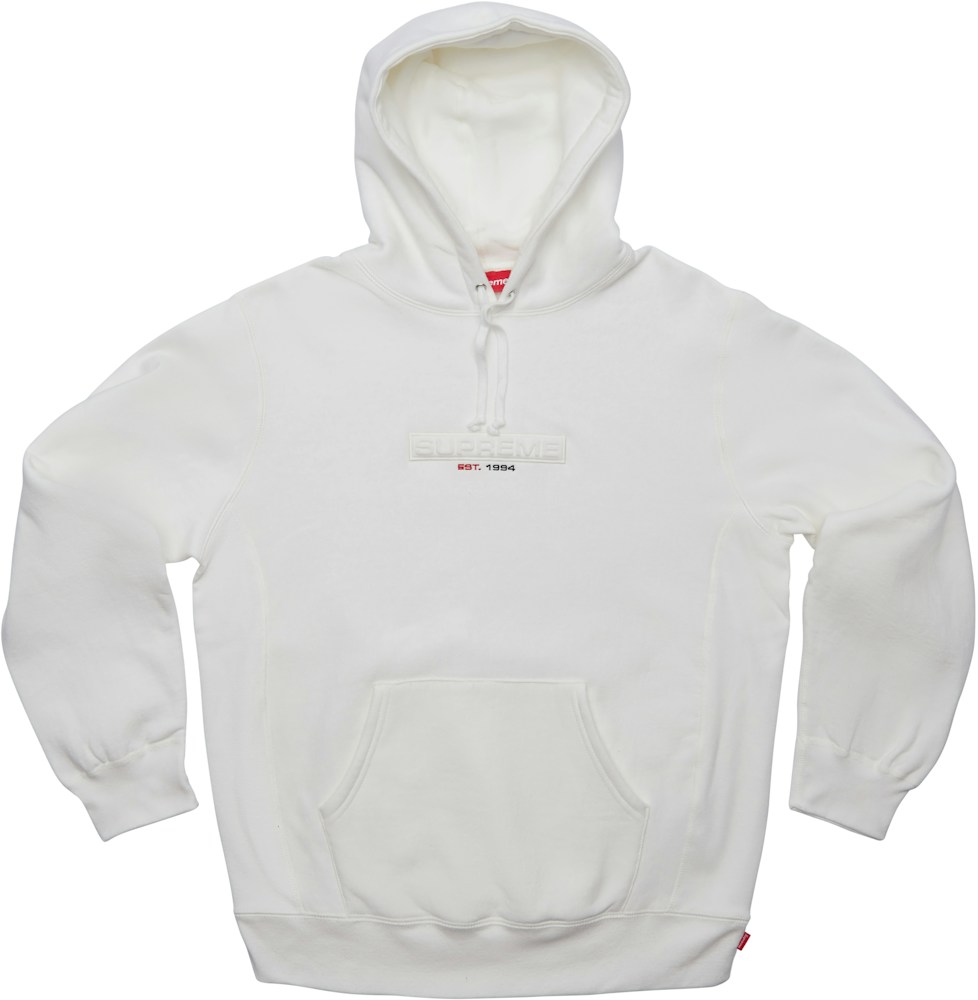 Supreme Embossed Logo Hooded Sweatshirt (SS18) White - SS18