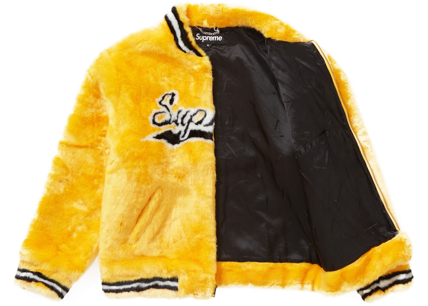 Supreme Faux Fur Varsity Jacket Yellow - SS20