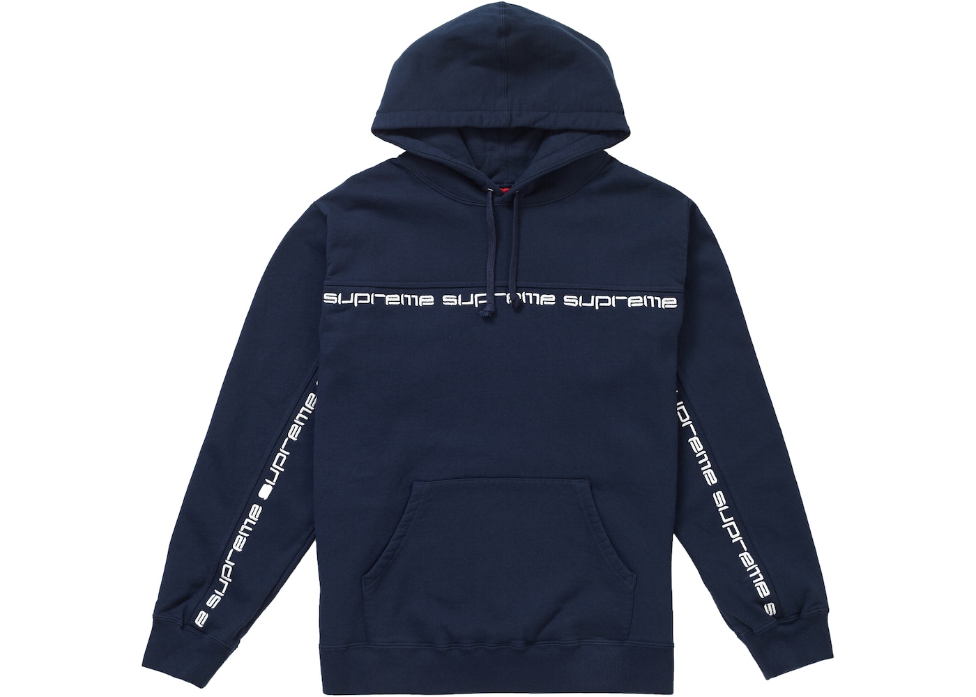 Supreme Text Stripe Hooded Sweatshirt Navy - FW18