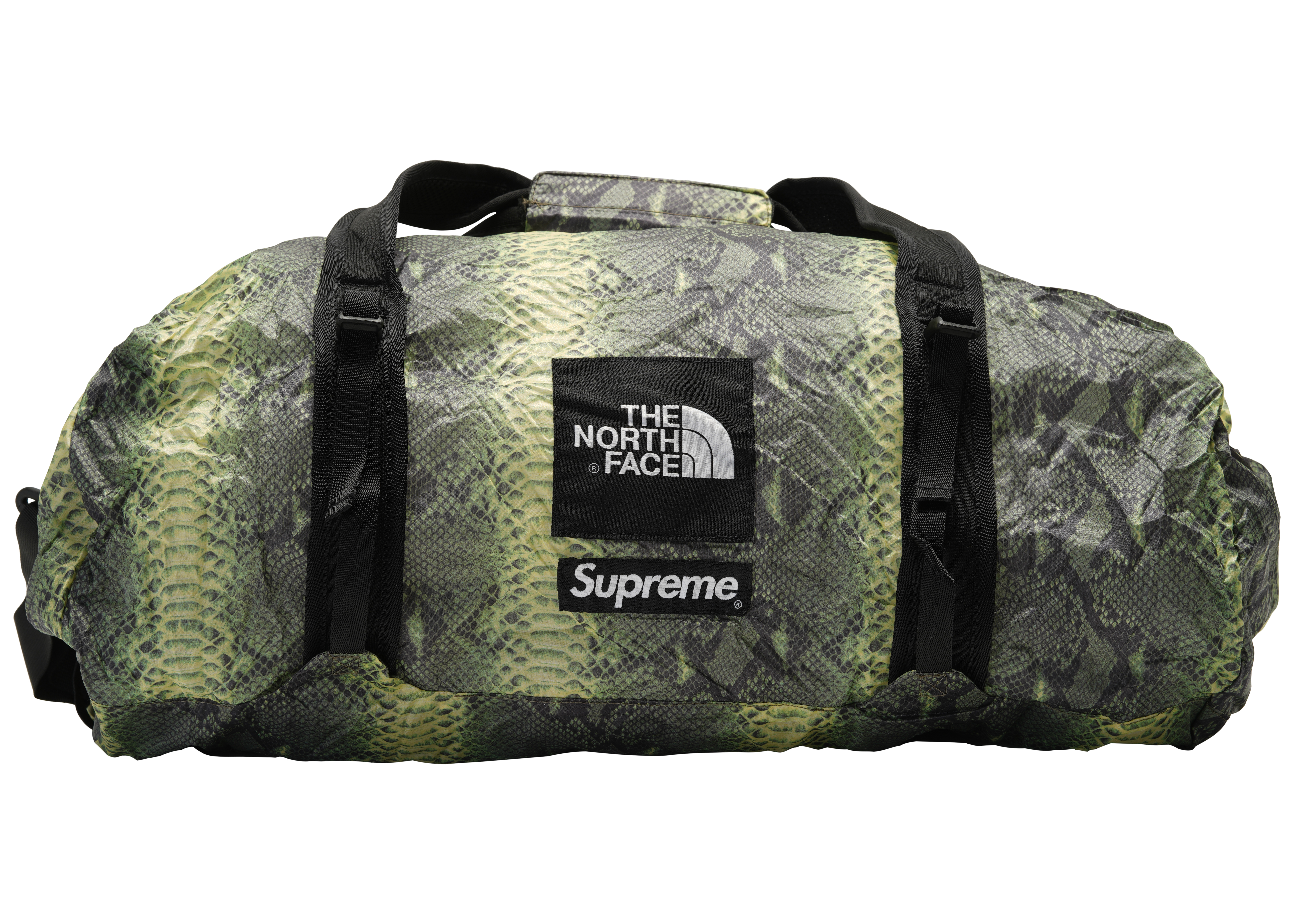 supreme north face snakeskin duffle bag